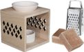 Ideas4seasons Amberblokjes/geurblokjes cadeauset - sandelhout - inclusief geurbrander en mini rasp