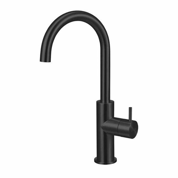 Qisani Flow opbouw wastafelkraan 29.2cm hoog met 11cm uitloop mat Zwart 25601.03