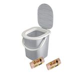 BranQ Home essential Mobiel campingtoilet 22 liter met 40 biologische toiletzakken van kunststof, belastbaar tot 120 kg, lichtgrijs, 22 liter