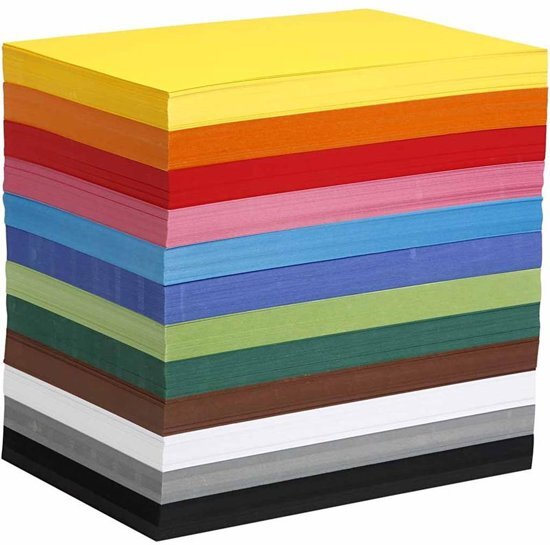 Colortime Gekleurd karton A4 210x297 mm 180 gr 12x100 div vellen