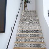 WALPLUS WFS045-Zwart en Wit Vintage Trappen Stickers, Gemengd, 100CMX18CMX0.02CM