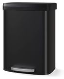 Poubelle pour restes de cuisine - Grande poubelle pour usage domestique - Capacité de 60 litres - Acier inoxydable - Fermeture douce du couvercle - Pédale durable - Noir