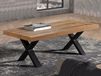 LIEZE Table basse 130 cm bois tropix avec pieds en X