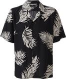 s.Oliver Resort Fit overhemd met bloemenprint, lange mouwen, klassieke kraag, knoopsluiting, borstzak, regular fit, katoenmix, zwart, maat L