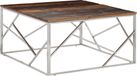 Maison Exclusive - Table basse, acier inoxydable argenté et bords en bois massif