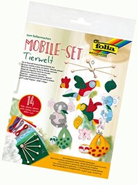 Folia 22869 - Mobiele set dierenwereld om zelf te maken, met 14 delen, handleiding (mogelijk niet beschikbaar in het Nederlands) en snijpatroonboog - complete set voor het maken van een mobiel