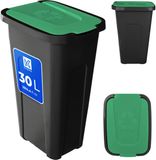 KADAX Vuilnisemmer voor afvalscheiding, 30 liter, groen deksel