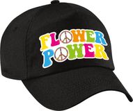 Bellatio Decorations Flower power verkleed pet zwart - Unisex - Jaren 60 / Hippie
