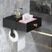 Toiletrolhouder Zwart - RVS - Met Doos voor Vochtige Doekjes - Zelfklevend of Boren