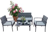Merkloos Relaxdays Tuinset - 4 persoons - rotan look - grijs