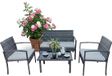 Merkloos Relaxdays Tuinset - 4 persoons - rotan look - grijs