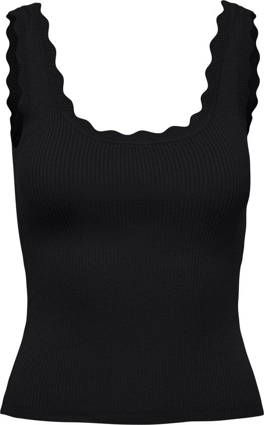 JDY JDYNANNA S/L SCALLOP EDGE TOP KNT - Black - Size M
