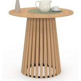 Idmarket – Table À Manger Ronde 4 Personnes – Plateau Bois 80 Cm – Pied En Lattes Mdf Et Métal – Design Moderne Et Convivial