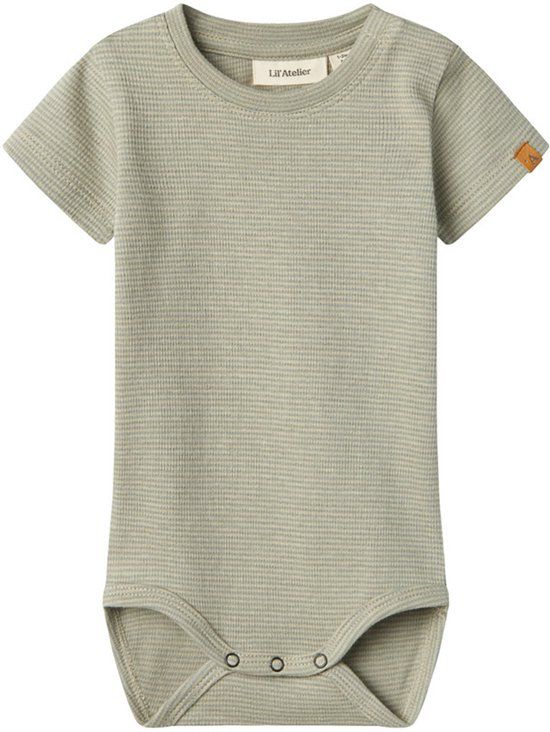 LIL' ATELIER Nbmfeng Short Sleeve Slim Body Mannen Groen Gestreept Katoen Lente/Zomer 2026