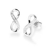 Giorgio Martello, sterling zilver | 925/000 | infinity oorknop | oorsteker | ronde witte zirkonia stenen