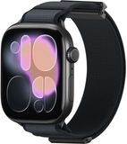 By Qubix - Magnetisch Nylon Apple Watch Bandje - Zwart - 44/45/46/49mm