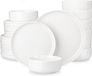 MALACASA, service de 24 pièces en porcelaine, set combiné pour table, composé de : 8 assiettes plates, 8 assiettes à dessert, 8 bols, couleur crème