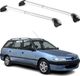 Aurilis Omac Barres De Toit Transversales Certifiées Tüv Pour Peugeot 306 307 308 Wagon – Verrouillables (4 Antivols) – Charge Max 100 Kg – Sangle Inox + Protection Caoutchouc Argent