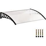 Auvent de porte d'entrée toit marquise en polycarbonate protection contre pluie neige UV 0,9 x 1,5 m, transparente