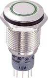 TRU COMPONENTS 701792 LAS2GQF-22E/G/12V/N/P Bouton-poussoir résistant au vandalisme 250 V/AC 3 A 2x marche/(marche) Momentané Vert 1 pièce(s)