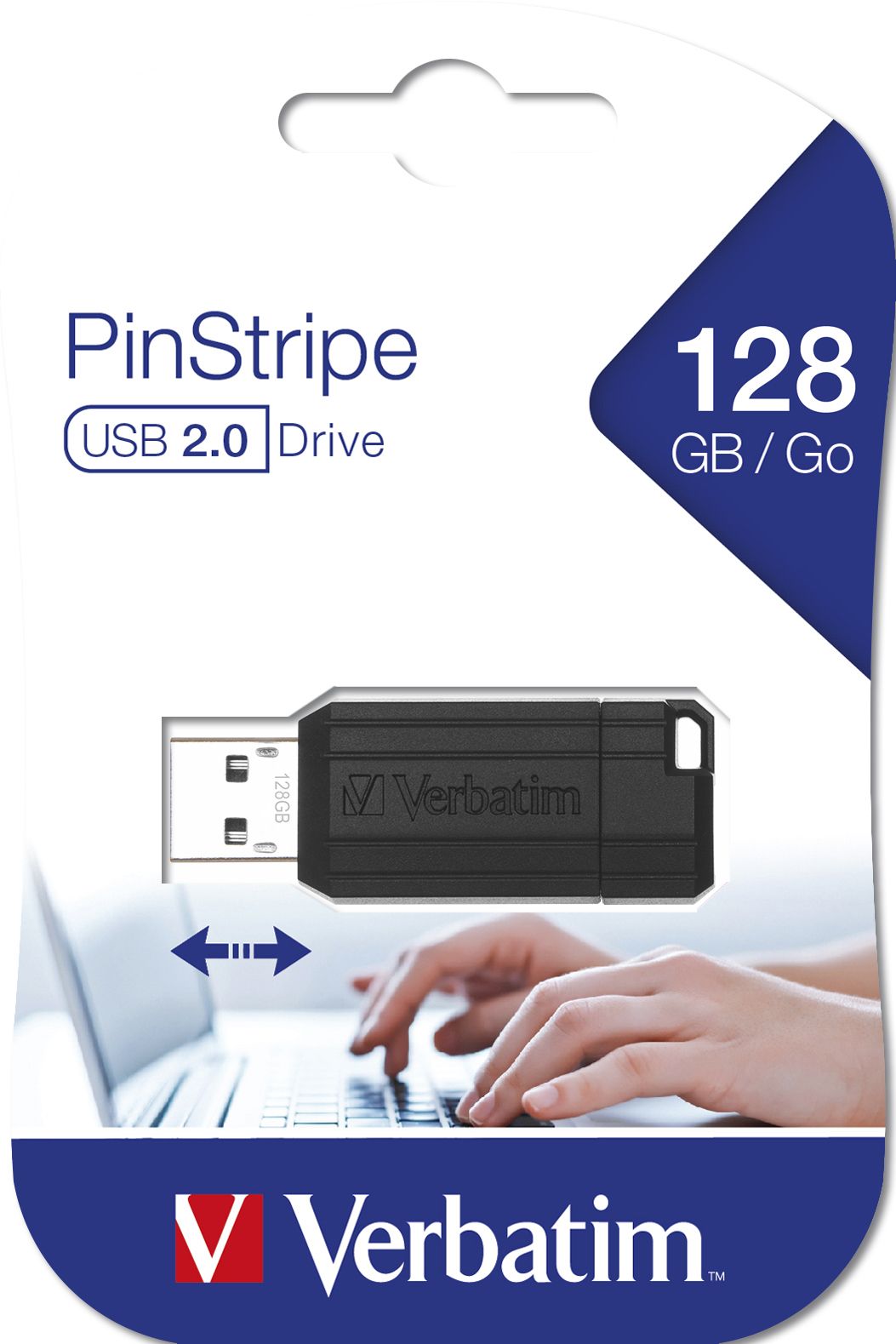 Verbatim PinStripe USB Drive - 128GB - Black