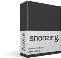 Snoozing percale katoen hoeslaken - Lits-jumeaux (180x200 cm) - grijs