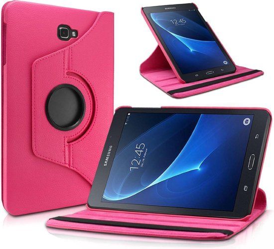 Merkloos Samsung Galaxy TAB A 2016 10.1 T580-T585 hoes 360 graden draaibaar met Multi-stand - Donker Roze