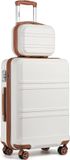 Holland Connections Trolleys léger en ABS à coque dure avec 4 roulettes et serrure TSA - Set de 4 valises à roulettes 51cm 61cm 71cm + trousse de beauté 30cm Blanc