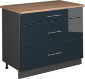 Vicco Keukenonderkast Fame-Line, Donkerblauw hoogglans/Antraciet, 100 cm