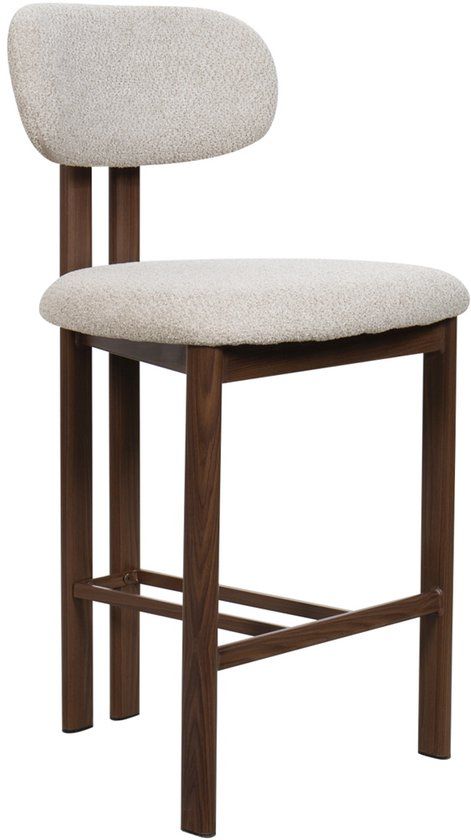 Giga Meubel Barkruk Noor - Beige/Walnoot - Zithoogte 75cm - Set van 2