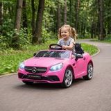 Voiture électrique enfant 3-6 ans avec phares LED, sons et télécommande, rose, 107x62.5x44 cm