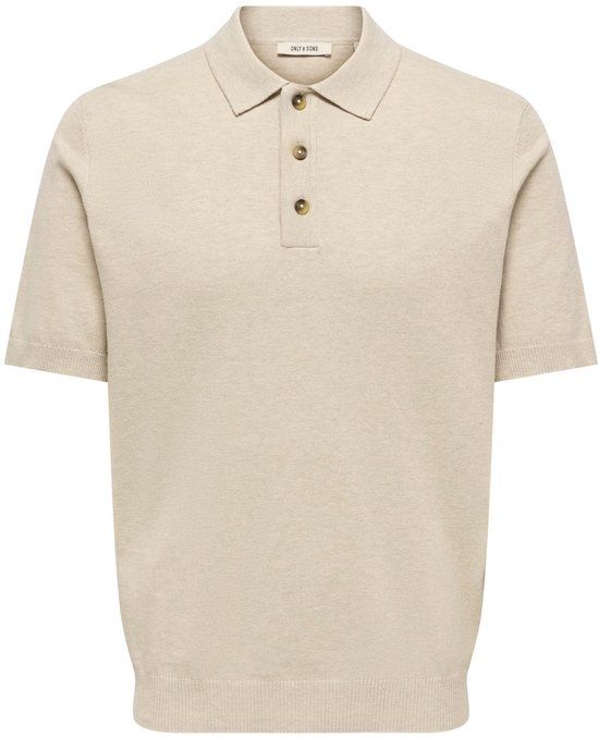 ONLY & SONS ONSLOUI REG 12 SS MEL POLO KNIT NOOS Heren Polo Beige XXL