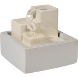 dobar® Kleine 3-traps waterval van keramiek in steendesign - kamerfontein inclusief pomp indoor - 19 x 19 x 16,5 cm - wit