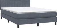 vidaXL Boxspringbed met matras, fluweel, donkergrijs, 160x210 cm