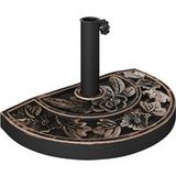 Pieds de parasol demi-lune pour Ø38 mm et Ø48 mm avec manivelle, support en résine bronze, 50x31x32 cm.