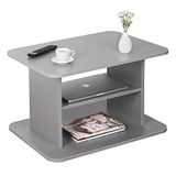 RICOO Salontafel met opbergruimte 69 x 45 x 50 cm woonkamer bijzettafel grijs – WM094-PL