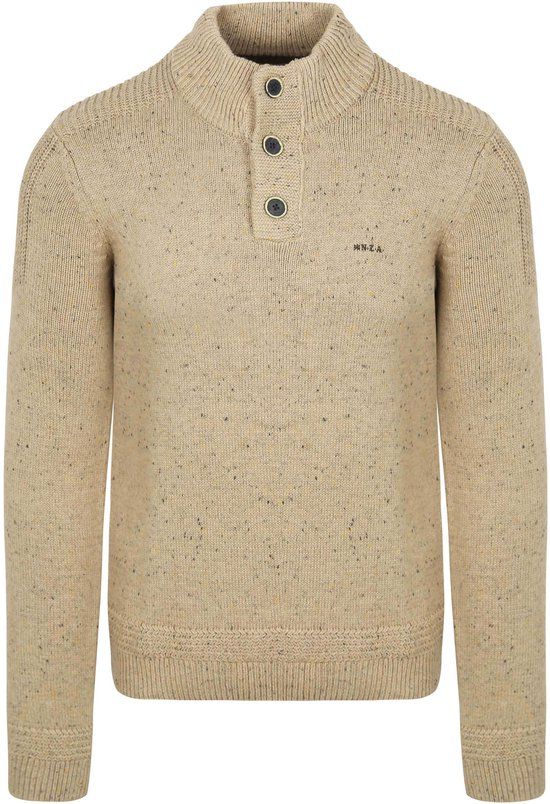 N.Z.A. NZA - Ecru Half Button Trui