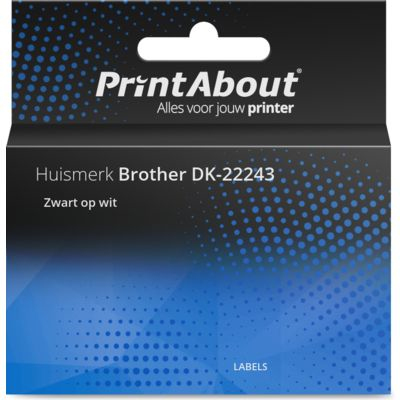 PrintAbout Huismerk Brother DK-22243 Etiket Zwart op wit (102 mm)