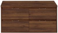 BES LED Porto Badmeubelset 120 cm - 4 Laden Walnoot - Wastafelbovenblad Walnoot