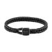 BOSS HBJ1580047M SEAL Heren Armband - Gevlochten armband - Leer - Zwart - 6 mm breed - 18 cm lang