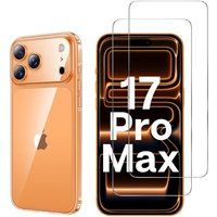 Phonillico® Hoes voor iPhone 17 PRO MAX met 2 Gehard Glas Schermbeschermers