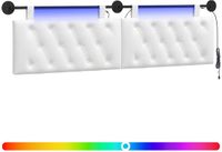 vidaXL - Hangend hoofdbord met LED-verlichting - Wit - Stof