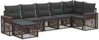 vidaXL Tuinbank - Set - 7 zitplekken - Grijs en Donkergrijs - Polyrattan