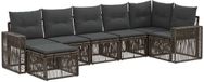 vidaXL Banc de jardin - Ensemble - 7 places assises - Gris et Gris foncé - Polyrotin