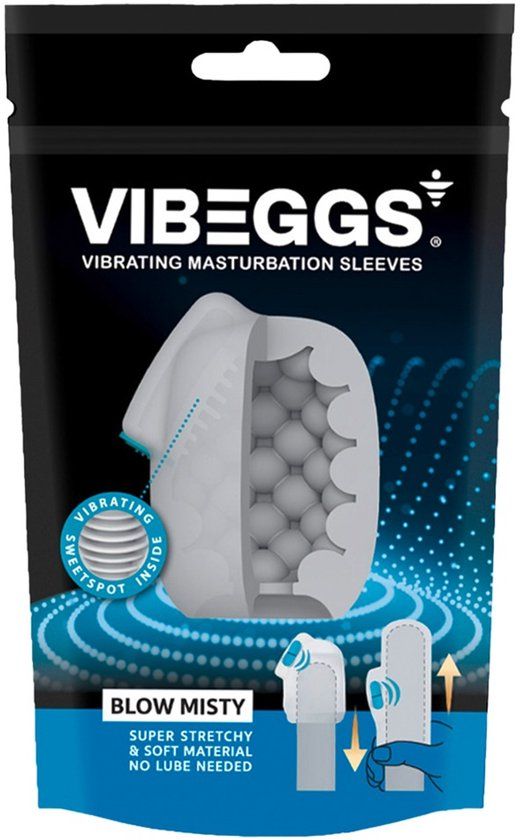 VIBEGGS - Blow Misty - Vibrerende Masturbatie Sleeve èn Vinger Vibrator - Wit