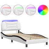 vidaXL Bedframe met LED zonder matras "Hvar" Wit en Zwart 80x200 cm