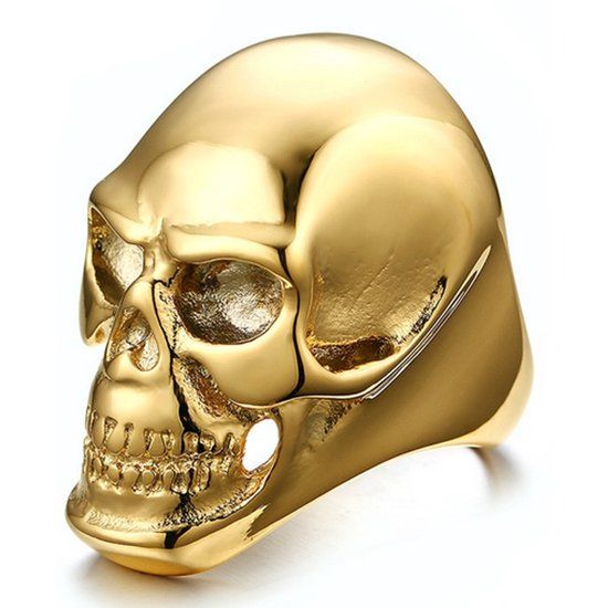 Mendes Steel Stalen herenring Skull Gold-19mm
