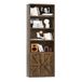oneinmil Hoge boekenplank, boekenkast met 6 niveaus met kastdeuren, moderne boekenplanken display rek, opbergkast voor thuis, kantoor, woonkamer, bruin