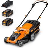 LawnMaster CLMF2437G draadloze grasmaaier 2x24V 4.0Ah accu, 37cm maaibreedte