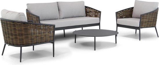 Coco Lanai/Pacific 100 4-delige Wicker Stoel Loungeset - Taupe-naturel-bruin